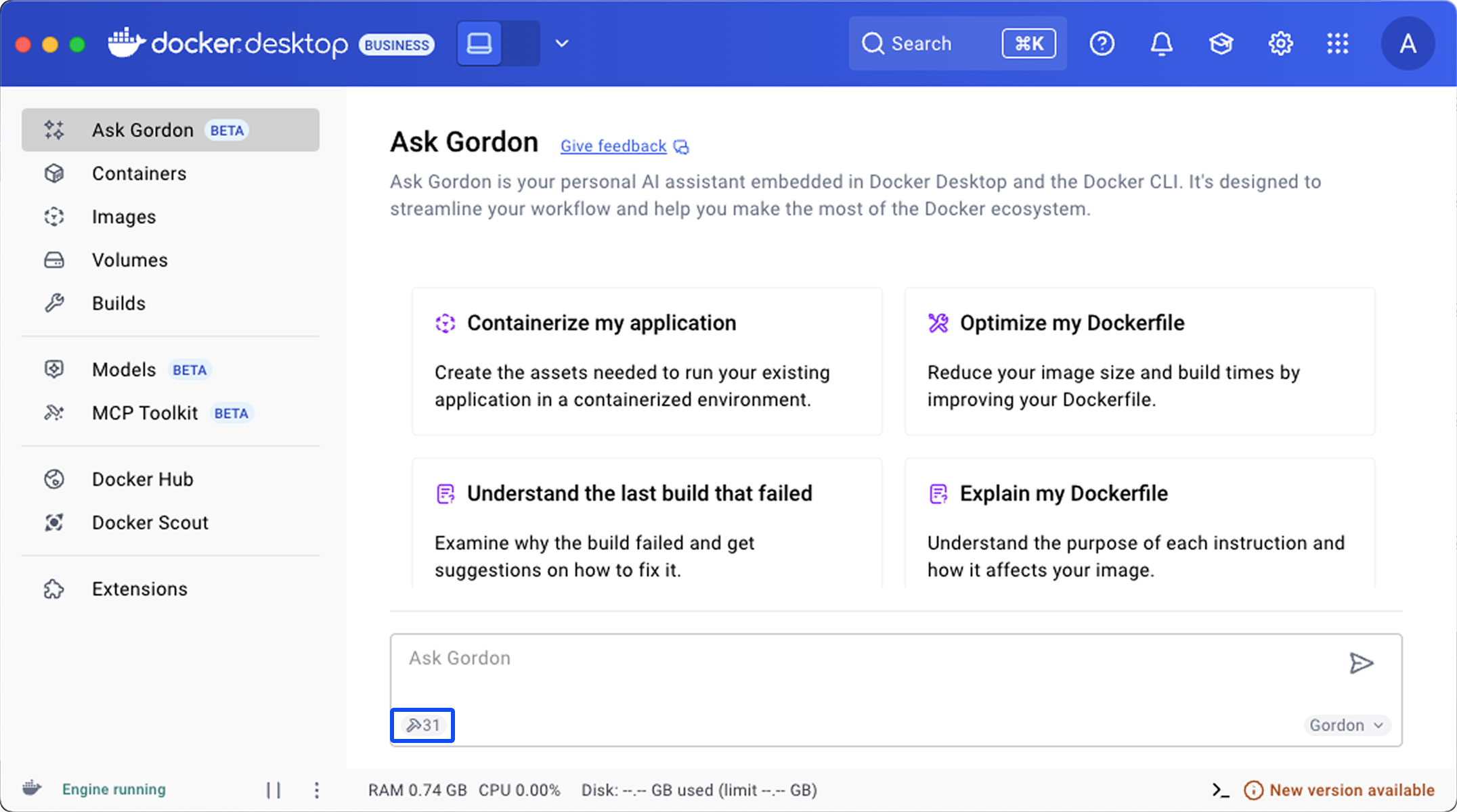Gordon page with the toolbox button