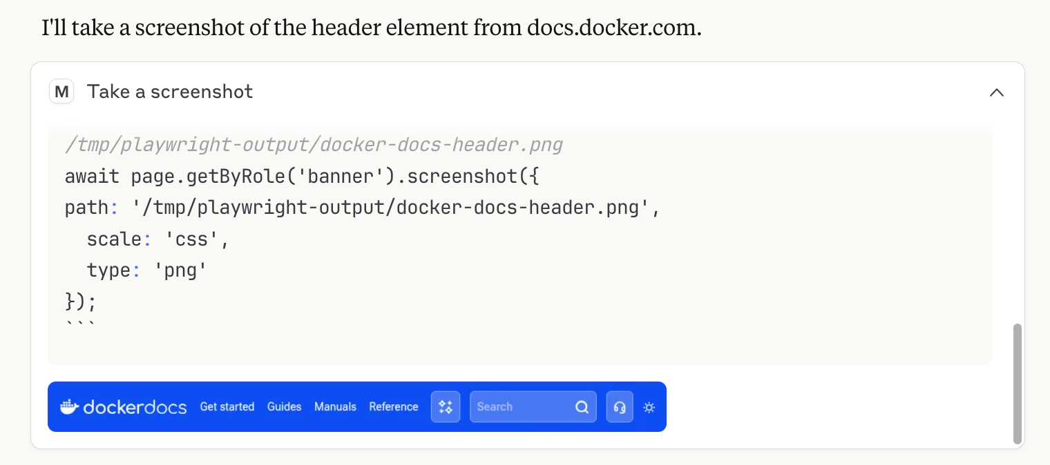 Screenshot showing the header of Docker docs.
