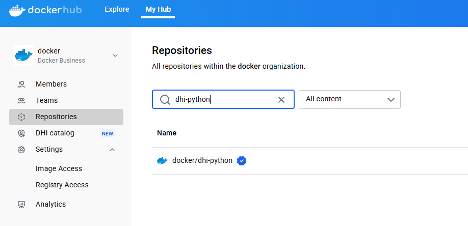 Repository list with mirrored repository showing