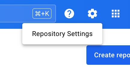 Repository settings menu