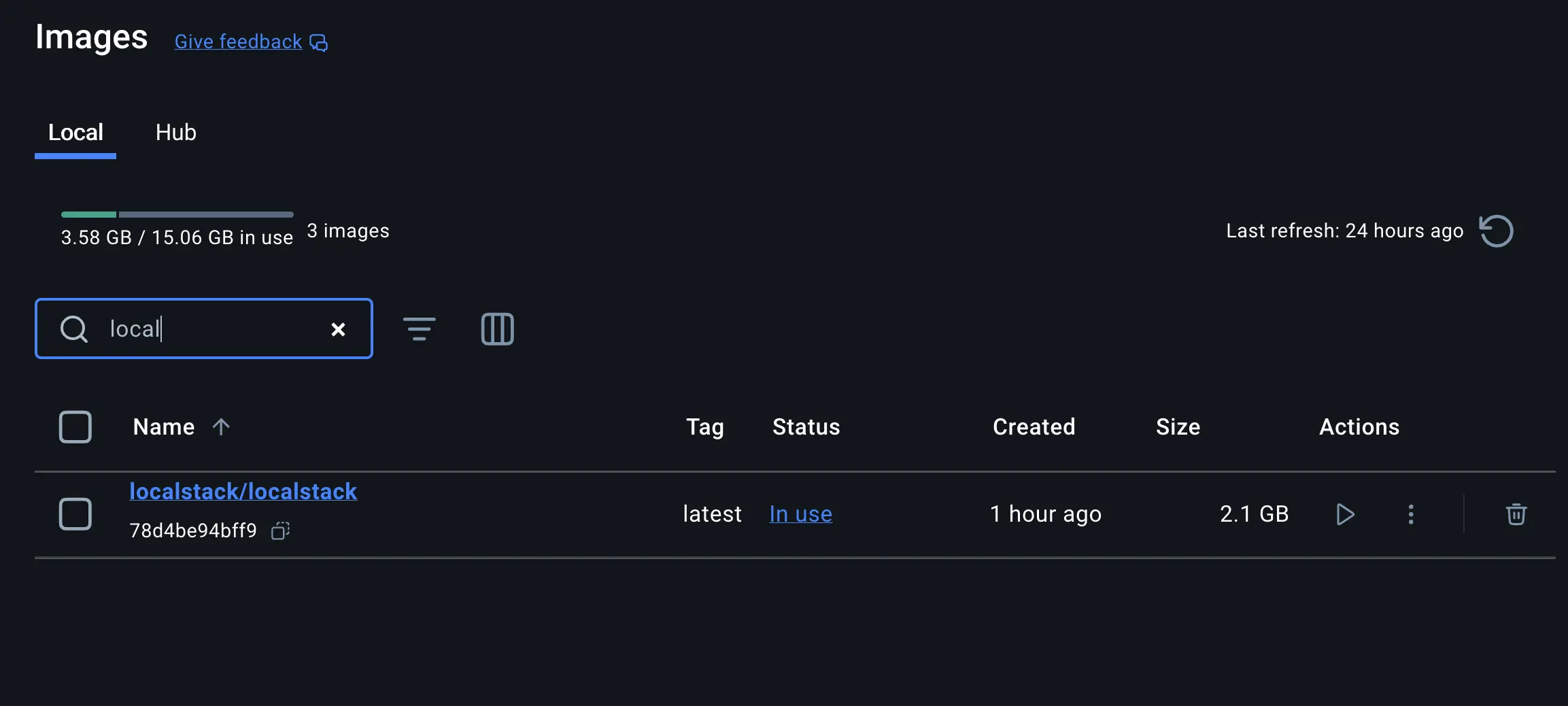 Diagram showing the LocalStack and Mongo container up and running on Docker Desktop 